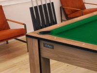 Billard Arizona 7 pieds convertible en table à manger - 8 personnes - Coloris hêtre boisé tapis vert (3)