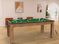 Billard Arizona 7 pieds convertible en table à manger - 8 personnes - Coloris hêtre boisé tapis vert (5)