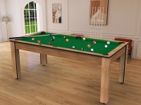 Billard Arizona 7 pieds convertible en table à manger - 8 personnes - Coloris hêtre boisé tapis vert (6)