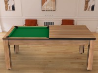 Billard Arizona 7 pieds convertible en table à manger - 8 personnes - Coloris hêtre boisé tapis vert (7)