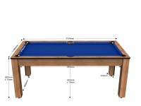 Billard Arizona 7 pieds convertible en table à manger - 8 personnes - Coloris hêtre boisé tapis bleu (2)