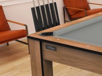 Billard Arizona 7 pieds convertible en table à manger - 8 personnes - Coloris hêtre boisé tapis gris (3)