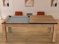 Billard Arizona 7 pieds convertible en table à manger - 8 personnes - Coloris hêtre boisé tapis gris (7)