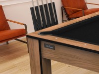 Billard Arizona 7 pieds convertible en table à manger - 8 personnes - Coloris hêtre boisé tapis noir (3)