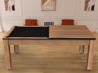 Billard Arizona 7 pieds convertible en table à manger - 8 personnes - Coloris hêtre boisé tapis noir (7)