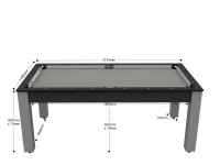 Billard Arizona 7 pieds convertible en table à manger - 8 personnes - Coloris carbone tapis gris (2)