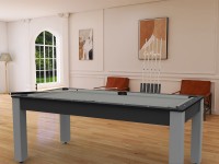 Billard Arizona 7 pieds convertible en table à manger - 8 personnes - Coloris carbone tapis gris (4)