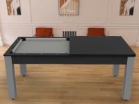 Billard Arizona 7 pieds convertible en table à manger - 8 personnes - Coloris carbone tapis gris (7)