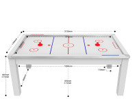Air Hockey Toronto 7 pieds convertible en table à manger - 8 personnes - Coloris blanc laqué avec surface blanche (2)