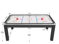 Air Hockey Toronto 7 pieds convertible en table à manger - 8 personnes - Coloris noir grainé avec surface blanche (2)
