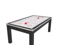 Air Hockey Toronto 7 pieds convertible en table à manger - 8 personnes - Coloris noir grainé avec surface blanche (3)