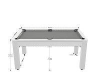 Billard Texas 6 pieds convertible en table à manger - 6 personnes - Coloris blanc laqué tapis gris (2)