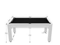 Billard Texas 6 pieds convertible en table à manger - 6 personnes - Coloris blanc laqué tapis noir (2)