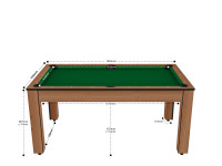 Billard Texas 6 pieds convertible en table à manger - 6 personnes - Coloris hêtre boisé tapis vert (2)