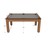 Billard Texas 6 pieds convertible en table à manger - 6 personnes - Coloris hêtre boisé tapis gris (2)