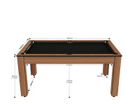 Billard Texas 6 pieds convertible en table à manger - 6 personnes - Coloris hêtre boisé tapis noir (2)