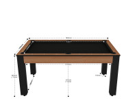 Billard Texas 6 pieds convertible en table à manger - 6 personnes - Coloris hêtre boisé tapis noir (2)