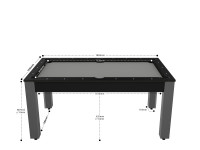 Billard Texas 6 pieds convertible en table à manger - 6 personnes - Coloris noir grainé tapis gris (2)